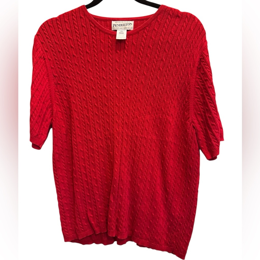 Pendleton Red Short Sleeve Cable Knit Sweater XL